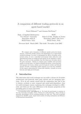 A Comparison of Different Trading Protocols in an Agent-Based Market