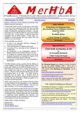 MHA Newsletter July 2014