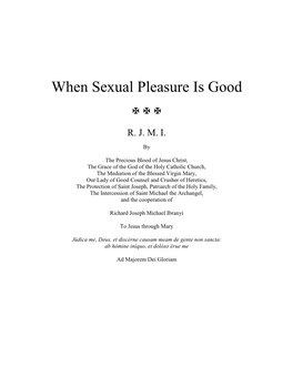 When Sexual Pleasure Is Good   