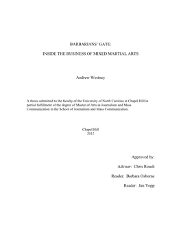INSIDE the BUSINESS of MIXED MARTIAL ARTS Andrew Westney