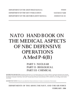 NATO HANDBOOK on MEDICAL ASPECTS of NBC DEFENSIVE OPERATIONS Amedp-6(B)