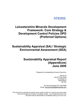 Leicestershire Minerals Development Framework: Core Strategy & Development Control Policies DPD (Preferred Options)