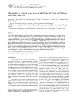 Identification of Potential Target Genes of USP22 Via Chip-Seq and RNA-Seq Analysis in Hela Cells