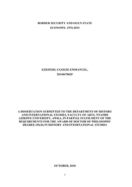 Border Security and Ogun State Economy, 1976-2015 Ezeifedi, Ugoeze