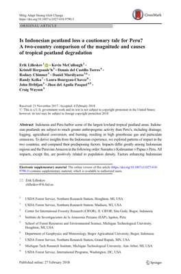 Is Indonesian Peatland Loss a Cautionary Tale for Peru? a Two-Country Comparison of the Magnitude and Causes of Tropical Peatland Degradation