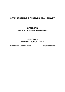 Staffordshire Extensive Urban Survey: Stafford