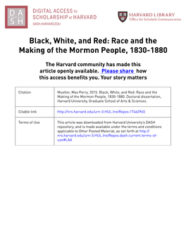 Race and the Making of the Mormon People, 1830-1880