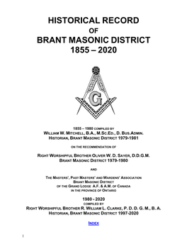 Historical Record: Brant Masonic District