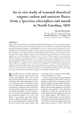 An in Situ Study of Seasonal Dissolved Organic Carbon and Nutrient Fluxes from a Spartina Alternifora Salt Marsh in North Carolina, USA