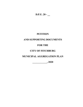 Petition and Supporting Documents for the Fitchburg Aggregation Plan