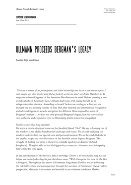 Ullmann Proceeds Bergman's Legacy