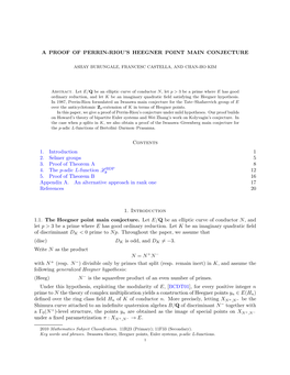 A Proof of Perrin-Riou's Heegner Point Main Conjecture