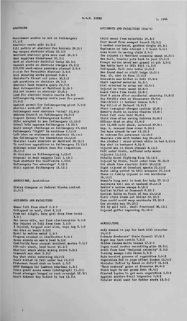 Nmh Index 1. 1948 Abattoirs Accidents and Fatalities