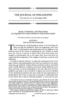 THEJOURNAL of PHILOSOPHY VOLUME XCI, No.9, SEPTEMBER 1994