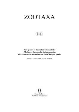 Zootaxa, Mollusca, Vetigastropoda