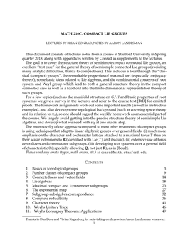 Math 210C. Compact Lie Groups