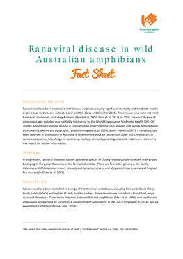 Ranaviral Disease in Wild Australian Amphibians Fact Sheet