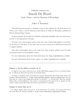 Knock on Wood: Luck, Chance, and the Meaning of Everything