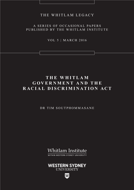 The Whitlam Government and the Racial Discrimination Act