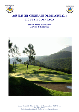 Assemblee Generale Ordinaire 2018 Ligue De Golf