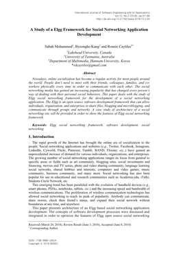 A Study of a Elgg Framework for Social Networking Application Development 1