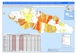 Samoa: Tropical Cyclone Evan -Destroyed and Damaged Housing Based on Initial Damage Assessments - 31 Dec 2012