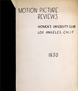 Motion Picture Reviews (1930)