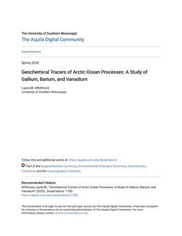 Geochemical Tracers of Arctic Ocean Processes: a Study of Gallium, Barium, and Vanadium