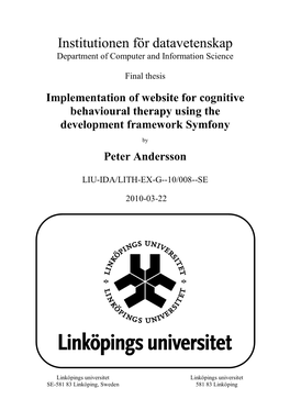 Implementation of Website for Cognitive Behavioural Therapy Using the Development Framework Symfony