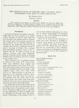 THE ASCIDIAN FAUNA of WESTERN PORT, VICTORIA, and a COMPARISON with THAT of PORT PHILLIP BAY by Patricia Kott Queensland Museum