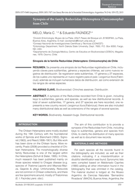 Synopsis of the Family Reduviidae (Heteroptera: Cimicomorpha) from Chile