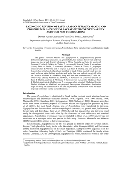 Zygophyllaceae) with One New Variety and Four New Combinations