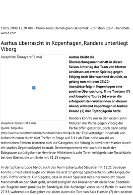 Aarhus Überrascht in Kopenhagen, Randers Unterliegt Viborg Josephine Touray Traf 6 Mal Aarhus Bleibt Die Überraschungsmannschaft in Dieser Saison