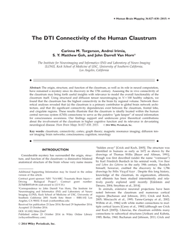 The DTI Connectivity of the Human Claustrum