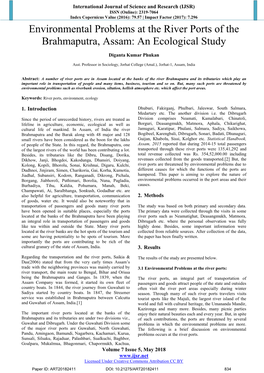 Environmental Problems at the River Ports of the Brahmaputra, Assam: an Ecological Study