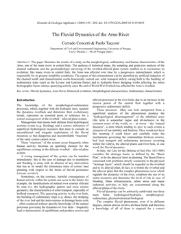 The Fluvial Dynamics of the Arno River