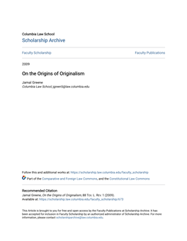 On the Origins of Originalism