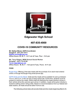 Covid-19 Community Resources