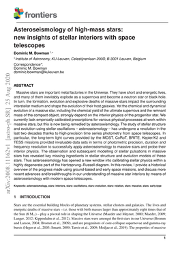 Arxiv:2008.11162V1 [Astro-Ph.SR] 25 Aug 2020 1 INTRODUCTION