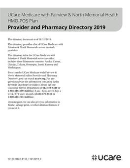 Provider and Pharmacy Directory 2019