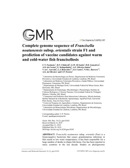 Complete Genome Sequence of Francisella Noatunensis Subsp