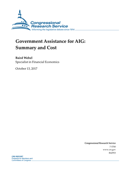 Government Assistance for AIG: Summary and Cost