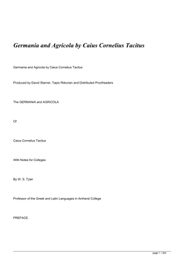 Germania and Agricola by Caius Cornelius Tacitus