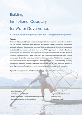 Building Institutional Capacity for Water Governance