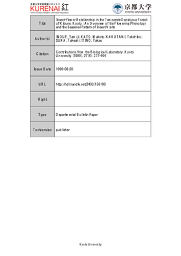 Title Insect-Flower Relationship in the Temperate Deciduous