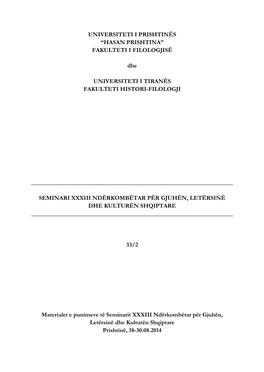 Universiteti I Prishtinës “Hasan Prishtina” Fakulteti I Filologjisë