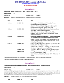 SAE 2003 World Congress & Exhibition