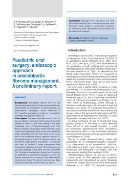 Paediatric Oral Surgery: Endoscopic Approach in Ameloblastic Fibroma