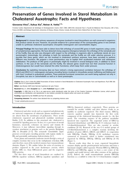 Preservation of Genes Involved in Sterol Metabolism in Cholesterol Auxotrophs: Facts and Hypotheses