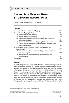 Genetic Fate Mapping Using Site-Specific Recombinases